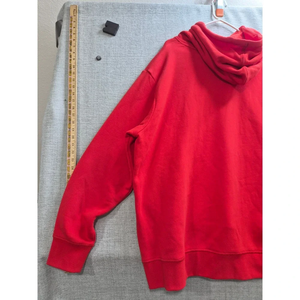 Reebok Oversized Hoodie Mens 3XL Red Graphic Print Cotton Fleece Lined Winter